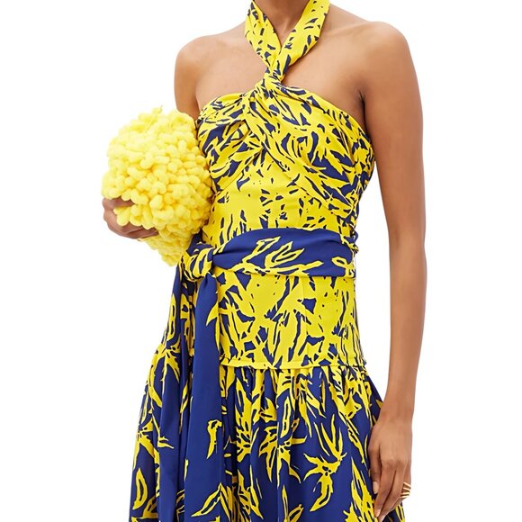 Proenza Schouler Women's Degrade Floral Halter Dress - Cobalt Mult Size M NEW - Picture 8 of 12